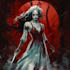 do a dark horror fantasy character art in black and white