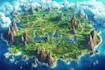 draw a beautiful fantasy map in 4k for you