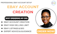 do ebay account creation with high selling limit ebay setup, ebay listing, SEO