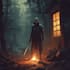 make a horror style illustration, artwork, cover