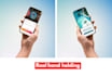 design clean hand holding phone mockups for your app