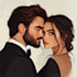 illustrate romantic cute couple portrait