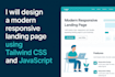 design a landing page using tailwind, bootstrap and js