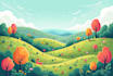 redraw landscape to cartoon vector