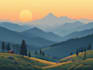 draw a flat vector landscape illustration