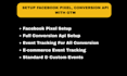 setup facebook pixel, conversion api, server side tracking for ecommerce
