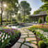 design 3d garden design, swimming pool, backyard patio, exterior rendering