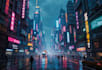 make a cyberpunk futuristic city art