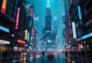 draw a cyberpunk futuristic city art