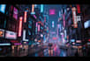 design a cyberpunk futuristic city art