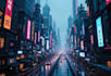 create a cyberpunk futuristic city art