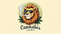 make eye catching lion smoking cannabis mascot logo design in my style