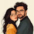 draw a cute cartoon couple portrait