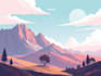 draw a 2d flat vector landscape illustration for you