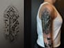 create sleeve tattoo design in geometric style