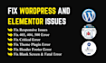 manage, update,  fix wordpress and elementor website issues