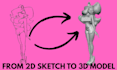 sculpt 2d to 3d model 2d to 3d conversion 3d toy figure model for printing