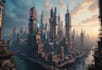 make cyberpunk futuristic city art