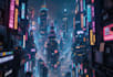 illustrate a cyberpunk futuristic city art