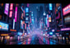 create a cyberpunk futuristic city art