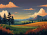 draw a flat vector landscape illustration