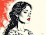 create a portrait print linocut style digital art