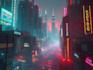 make a cyberpunk city sci fi style for you
