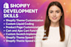 fix shopify bugs, customize theme, and liquid coding