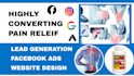 generate pain relief location targeting via facebook ads website design