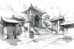 sketch houses and buildings