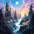 create stunning fantasy landscape, background illustration