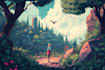 illustrate digital concept art, sci fi, fantasy landscape
