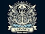 create retro custom skeleton marine logo