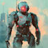 custom futuristic mecha robot character illustration art