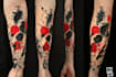 do premium trash polka design , sleeve tattoo