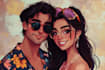 drawing a cartoon disney couple portrait
