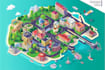 create a stunning isometric map vector from aerial photos