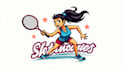 do awesome of woman badminton athlete  mascot logo design