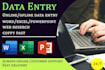 do data entry, copy paste, and excel tasks