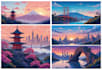 draw a flat vector landscape illustration