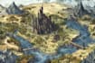 do line art fantasy map illustration
