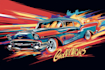 retro automotive tshirt, car show design