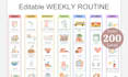 create weekly routine sheet, daily planner, goal tracker, schedule dashboard