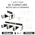 create 3d furniture models, realistic renders, and technical drawings