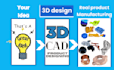 3d cad industrial product design, 3d printing, plastic molding, cnc miliing
