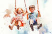 create watercolor children illustration