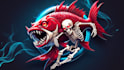 do monster fish and skeleton rider logo with source file