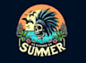 design custom skull summer ostrich logo