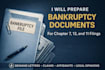 prepare bankruptcy documents for chapter 7, 13, or 11 cases