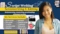 write film script, screenplay, tv series, script editing and tv shows